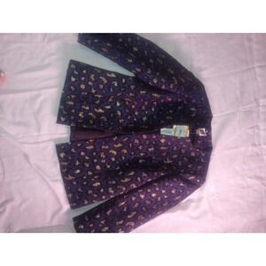 Anne Klein royal blue,gold Cheetah Print‎ Cardigan NWT Small